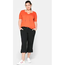 sheego Cargohose SHEEGO, Damen, Gr. 44, Normalgrößen, schwarz, 97% Baumwolle, 3% Elasthan, unifarben, Hosen Cargohose