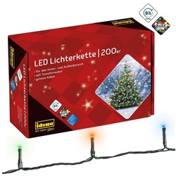 Idena LED-Lichterkette Idena 8325068 – LED Lichterkette mit 200 LED bunt, mit 8 Stunden Timer grün