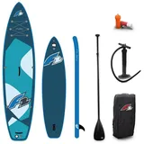 F2 SUP-Board F2 Set Stand Up Paddle Board Pure Oceangreen 12,2 + Basic Zubehör Set blau