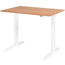 Hammerbacher XMKA12 elektrisch höhenverstellbarer Schreibtisch nussbaum rechteckig, C-Fuß-Gestell weiß 120,0 x 80,0 cm