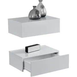 [en.casa] Nachtschrank Oslo 46 x 30 x 15 cm Weiß Hochglanz