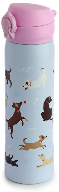 Catch Patch Hund wiederverwendbare Thermo Isolier- Trinkflasche aus Edelstahl mit Druckknopf 450ml