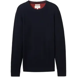 Tom Tailor Structured Crewneck Knit Pullover - Knitted Navy Melange - L