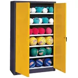 C+P Ballschrank mit Vollblech-Flügeltüren (Typ 3), HxBxT 195x93x50 cm, Verkehrsgelb (RAL 1023), Anthrazit (RAL 7021), Gleichschließung