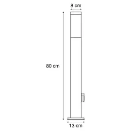 QAZQA Außenleuchte silber 80 cm IP44 mit Steckdose und Bewegungssensor