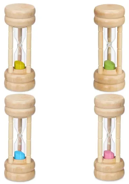 Relaxdays 4er Set Sanduhren Hellbraun,Transparent