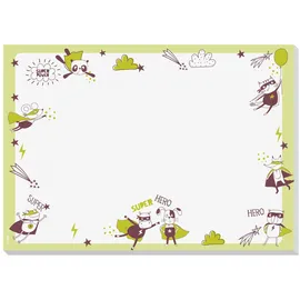 Sigel Schreibtischunterlage Little Heroes hellgrün Papier 42,0 x 29,7 cm, 30,0 Blatt