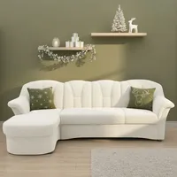 DOMO collection Ecksofa DOMO COLLECTION "Flores Schlafsofa, B/T/H: 233/142/86 cm, L-Form", beige (creme), B:231cm H:84cm T:142cm, 100% Polyester, Sofas, Ecksofa, wahlweise mit Bettfunktion, wahlweise mit Federkern, auch in Leder, Topseller