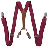 Ware aus aller Welt Hosenträger Herren Hosenträger im Retro-Stil 2,5 cm breit mit starken Clips Kunstlederapplikationen am Rücken rot