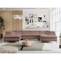 MKS MÖBEL Ecksofa PETER U, Set, Ecksofa U-Form, Wellenfedern, HR35-Schaum, form, Sofa big XXL, Bettkasten, Bettfunktion, Einstellbare Kopfstützen rosa