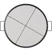 Vevor X-Marks Feuerstellen-Grillrost, Φ 760 x 25 mm Lagerfeuer-BBQ-Grillrost aus Stahl mit Griff und Stütz-X-Draht, Tragbares Camping-Kochgeschirr für Partys und Zusammenkünfte im Freien, Schwarz