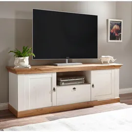 furn.design Tv-Lowboard, Weiß, Eiche Wotan, Metall, Nachbildung,Pinie, Eiche, Holz Optik, Uni, 2 Fächer, 1 Schubladen, Sockel, 182x64x52 cm, Wohnzimmer, Wohnwände, Lowboards, Lowboards stehend