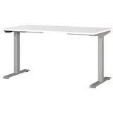 GERMANIA JET höhenverstellbarer Schreibtisch weiß rechteckig, T-Fuß-Gestell silber 140,0 x 80,0 cm