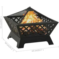 vidaXL Feuerschale Ø 64 cm Schwarz