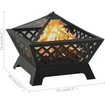 vidaXL Feuerschale Ø 64 cm Schwarz