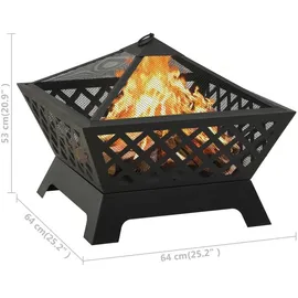 vidaXL Feuerschale Ø 64 cm Schwarz