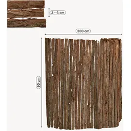 casa.pro Rindenzaun 300 x 90 cm Braun/Holz