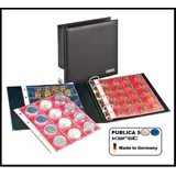 PUBLICA-S-Münzalbum-SCHWARZ-LINDNER-S3520M-5-Münzhüllen Mix + rote ZWL