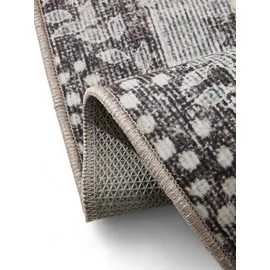 benuta Basic Waschbarer Teppich George - Schwarz/Grau 60x120 cm - Kunstfaser - Rechteckig & im Style: Vintage, Elegant, Retro - Pflegeleicht für Wohnzimmer Schlafzimmer