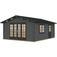Palmako Gartenhaus Irene 23,9 m2 - 44 mm dunkelgrau/anthrazit