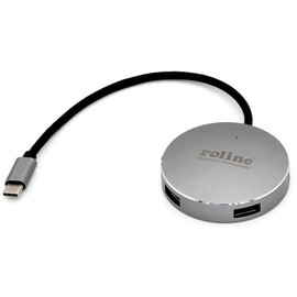 Roline USB 3.2 Gen 1 Hub, rund, 4fach, Typ C Anschlusskabel