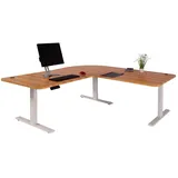 Mendler Eck-Schreibtisch HWC-D40, Computertisch elektrisch höhenverstellbar 178x178cm 84kg MVG - Eiche-Dekor, weiß