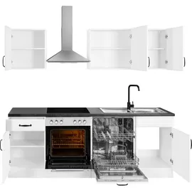 WIHO KÜCHEN Küchenzeile Erla 220 cm schwarz-weiß