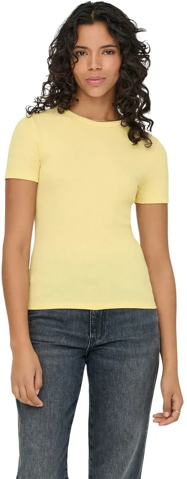 Only T-Shirt June figurbetontes Basic in Gelb-M
