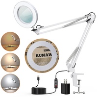 LED Lupenleuchte BEIGAON Lupen Schreibtischlampe, 3 Farbmodi, 38cm Verstellbarer Schwenkarm Lupenlampe, 105mm Glaslinse, 72LED Licht Glaslinse, mit Klemme für Reparaturen, Basteln, Lesen, Nähen