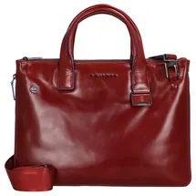 Piquadro Blue Square Shopper Tasche Leder 38 cm Laptopfach mit Dehnfalte rot