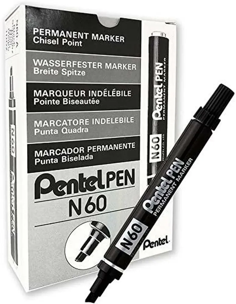 Dauermarker Pentel N60 Schwarz 12 Stücke