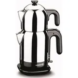 Korkmaz Demtez Schwarz Elektrischer Teekocher Teemaschine A369 / Schwarz/Silber