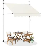 Woltu Klemmmarkise 200cm breite Balkon Markise ohne Bohren höhenverstellbar Sonnenschutz Terrassenüberdachung UV-beständig wasserabweisend Beige