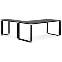 KADIMA DESIGN Eckschreibtisch Schwarz Glas-Metall | 200x200 cm L-Form