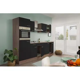 Respekta Küchenzeile Economy Eiche York Nachbildung 270 cm schwarz
