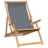 Maison Exclusive - Strandstuhl Klappbar Massivholz Teak Grau
