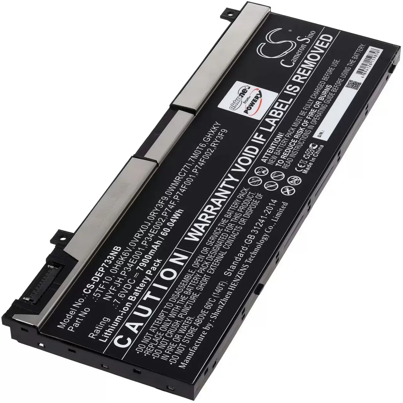 Akku passend für Laptop Dell Precision 7330, Precision 7530, Typ 5TF10 - 7,6V - 7900 mAh