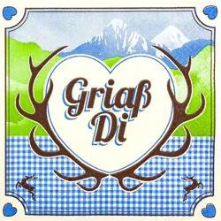 Serviette Griaß Di 20tlg. Papier Bunt