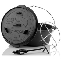 BBQ-Toro Dutch Oven Forest Serie | bereits eingebrannt - preseasoned | Verschiedene Größen | Gusseisen Kochtopf | Bräter mit Deckel (Topf ohne Füße, 9,0 Liter (DO9F))