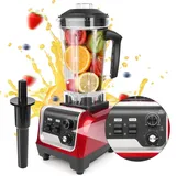 7Magic Smoothie Maker 1600W 2L in Rot Smoothie Mixer inkl BPA-freiem Behälter & 6-Klingen-System aus Edelstahl, 9 Geschwindigkeitsstufen, 32,000 U... - Rot