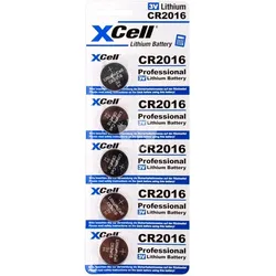5er Sparset XCell CR2016 Lithium-Knopfzelle 3V / 90mAh