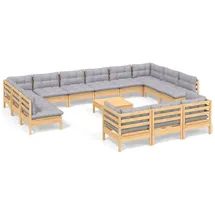 vidaXL Garten-Lounge-Set 14-tlg. grau Kiefernholz