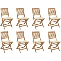 vidaXL Klappbare Gartenstühle mit Kissen 47 x 47 x 108 cm beige/weiß 8 St.