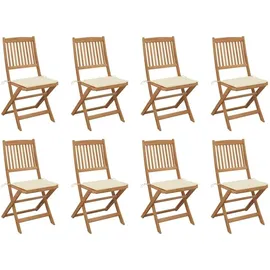 vidaXL Klappbare Gartenstühle mit Kissen 47 x 47 x 108 cm beige/weiß 8 St.