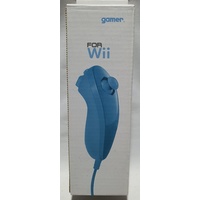 GAMER Nunchuck Controller for Nintendo Wii Blue wired with motion sensor