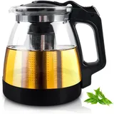 Teekanne aus Glas 2000ml, Teekanne Glas mit Teesieb, Glasteekanne, Teekanne mit Siebeinsatz, Teapot für Teebeutel Losen Tee Kaffee