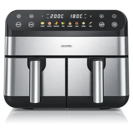 Arendo Heißluftfritteuse XXL Doppelkammer 9L schwarz