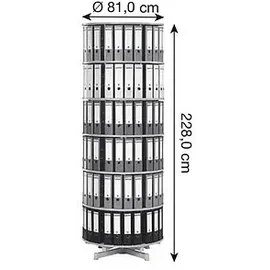 REEF Ordnerdrehsäule hellgrau bis zu 144 Ordner, Komplett drehbar, H: 228,0 cm