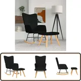 Schaukelsessel mit Hocker Schwarz Stoff - Schaukelstuhl - Sessel - Lounge Chair - Entspannungsstuhl - Wohnzimmermöbel