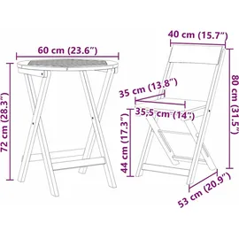 vidaXL Bistroset 3-tlg. Braun